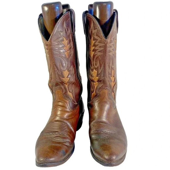 Dan Post Brown Leather Western Cowboy Boots Men's Size 10D - Picture 1 of 15